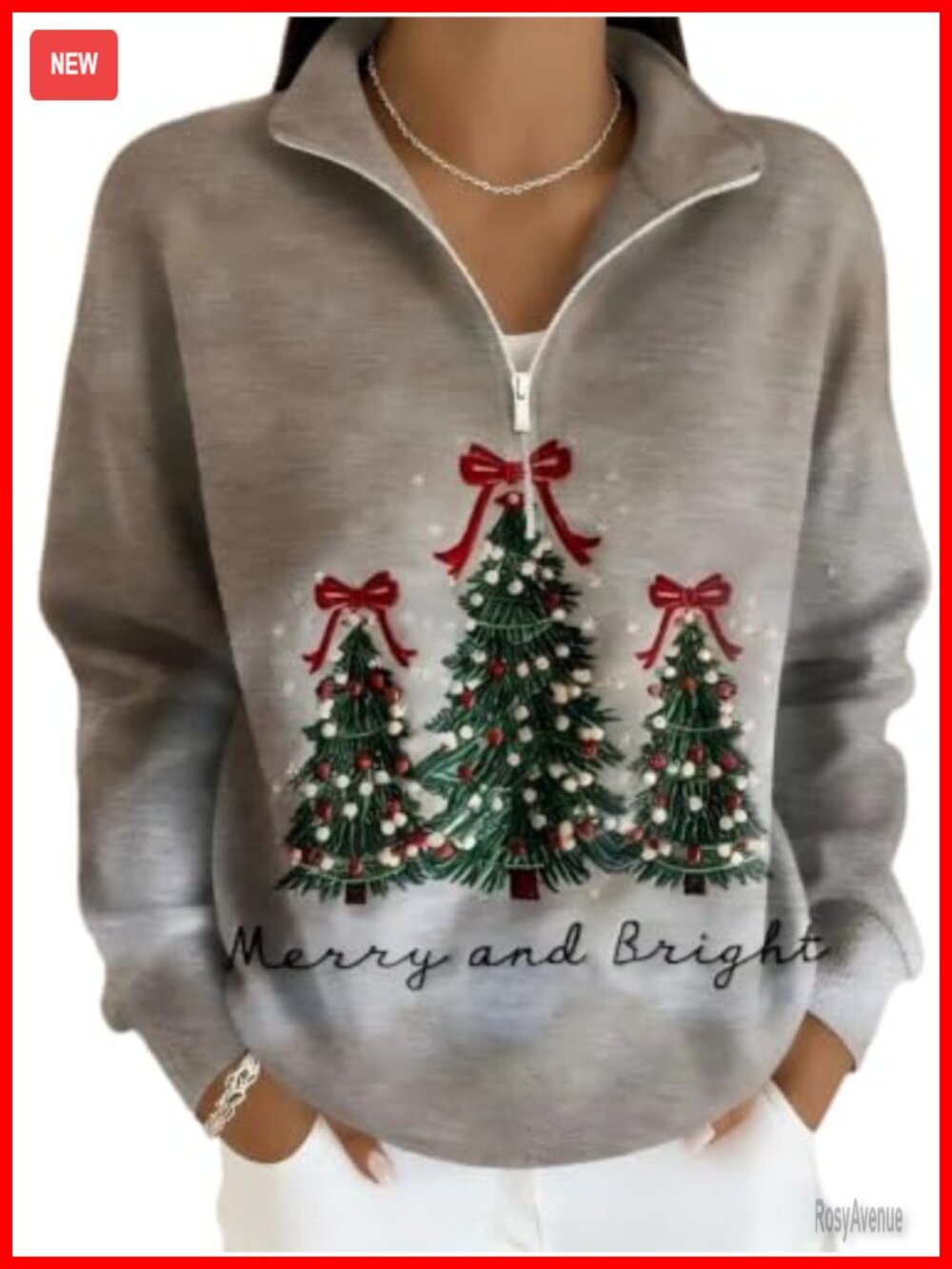 Women's Half Zip Christmas Pullover Hoodie Cotton Polyester